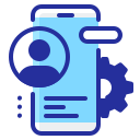 Insurance and Mortgage Companies 5 Mobile app UI design icon with user profile, settings gear, and interface elements representing digital user experience.